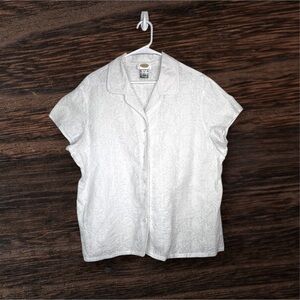 Talbots White Cap Sleeve Button Down Shirt